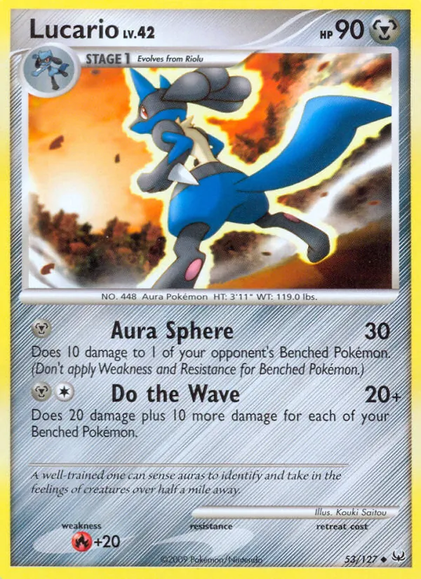 Lucario 53/127, base reference; stamps unverified
