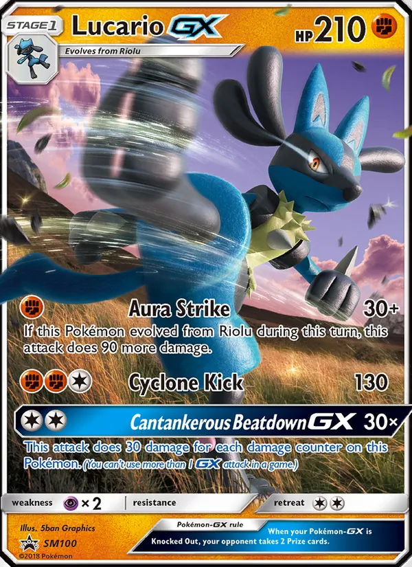 Lucario GX #SM100, SM Black Star Holo, TCGdex reference