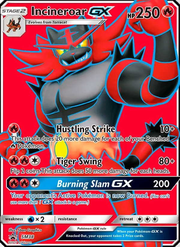Incineroar GX #SM38, SM Black Star Holo, TCGdex reference