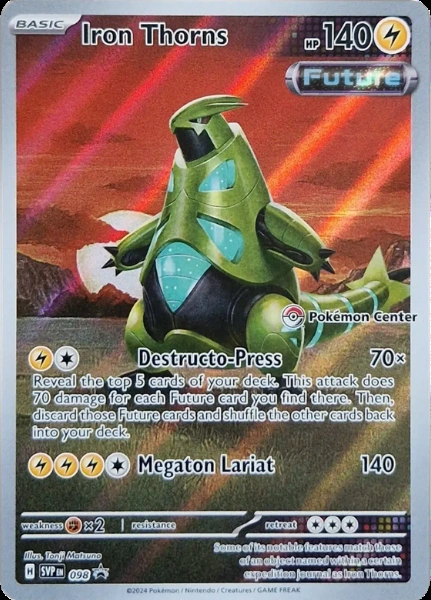 Iron Thorns #098, English Pokemon Center stamped promo reference image
