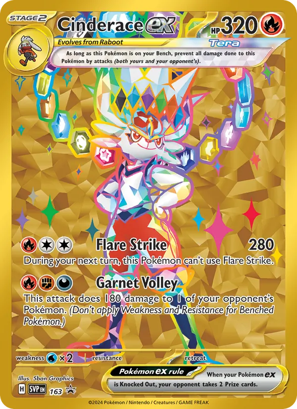 Cinderace ex #163, SWSH Black Star Holo, TCGdex reference