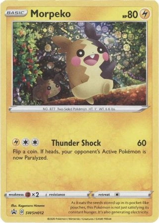 Morpeko #SWSH012, English General Mills 25th Anniversary sequin holo promo reference image
