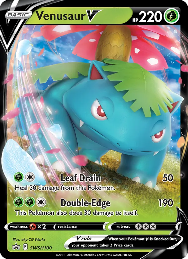 Venusaur V #SWSH100, SWSH Black Star Holo, TCGdex reference