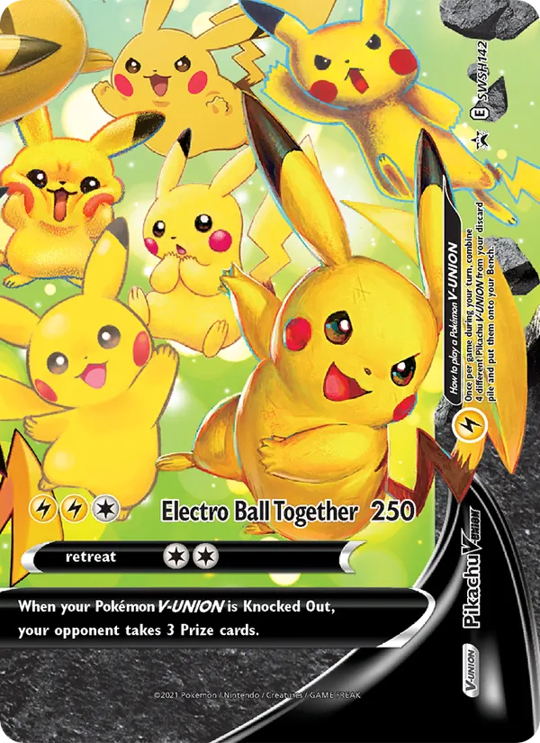 Pikachu V-UNION #SWSH142, SWSH Black Star Holo, TCGdex reference