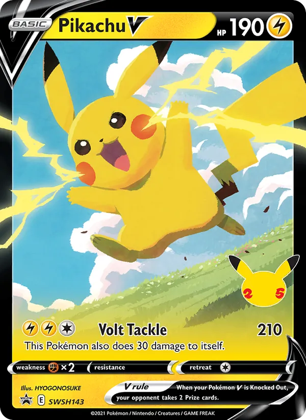 Pikachu V #SWSH143, SWSH Black Star Holo, TCGdex reference