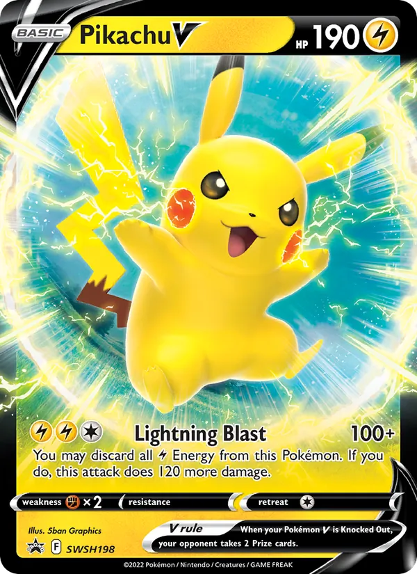 Pikachu V #SWSH198, SWSH Black Star Holo, TCGdex reference