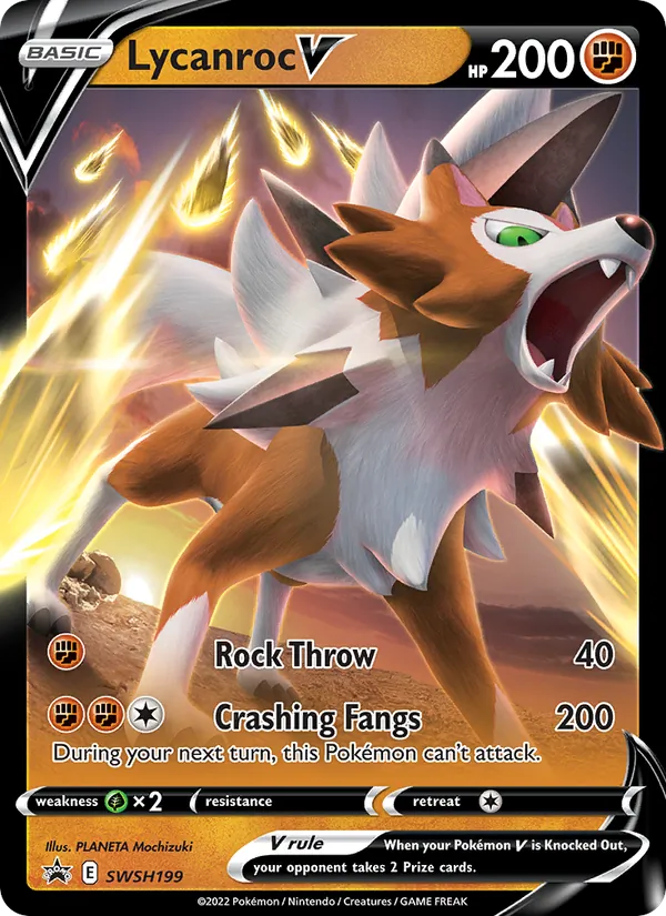 Lycanroc V #SWSH199, SWSH Black Star Holo, TCGdex reference