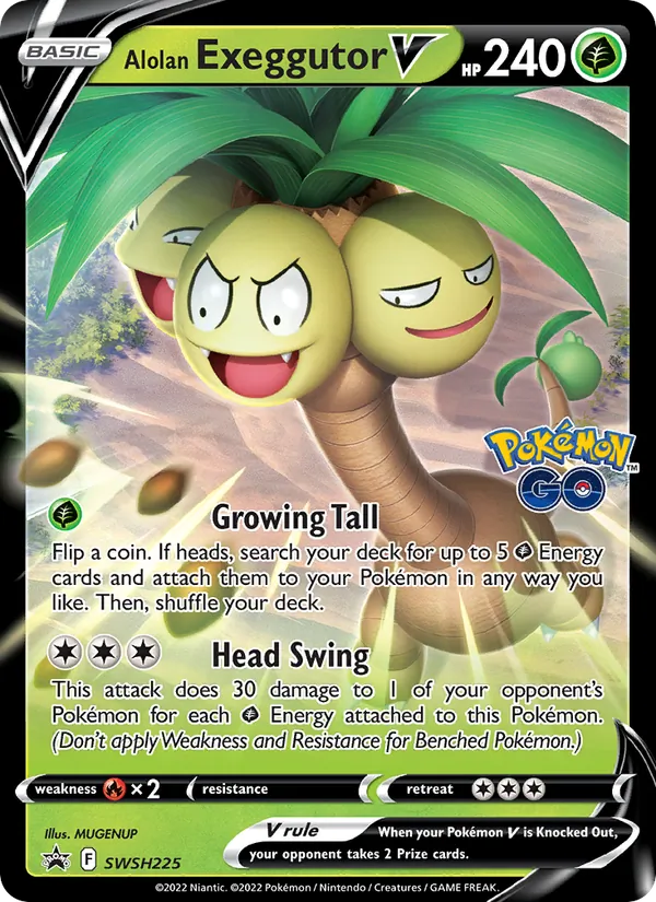 Alolan Exeggutor V #SWSH225, SWSH Black Star Holo, TCGdex reference